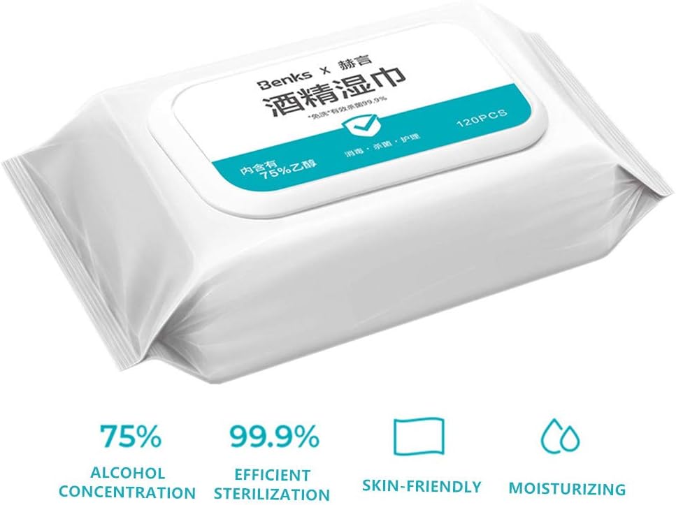 Wet Wipes (120 Pieces/Box) Containing 75% Active Ingredients, Large Capacity Skin-Friendly Cotton Pieces EU Certification Continuous Extraction House Toy Cleaning Outdoor Travel Portable Toilet Paper