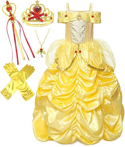Princess Belle Deluxe Yellow Party Costume Dress Up Set (3-4)