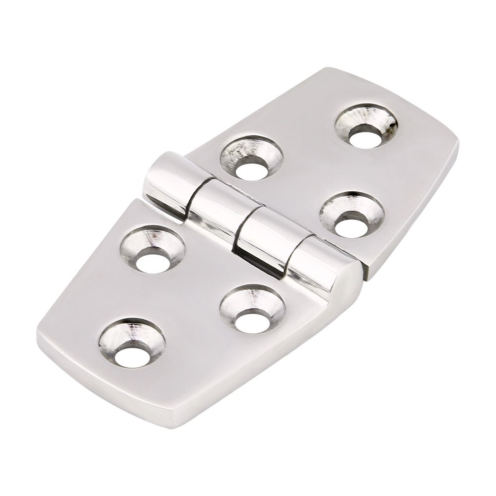 Marine Door Hinge, Keenso Polished Stainless Steel Mirror Door Hinge Replacement Boat Cabin Door Hinge (76 x 38)