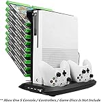 Xbox One S Vertical Stand Cooling Fan Controller Charging Station with Game Storage & Dualshock Charger