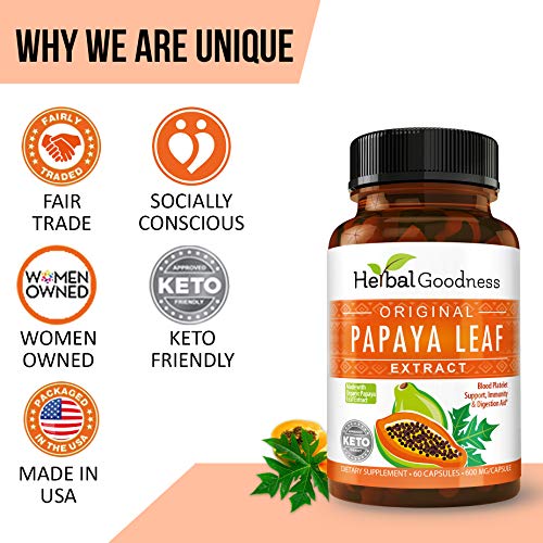 Papaya Leaf Extract Digestive Enzymes 10X Strength 60/600mg Veg