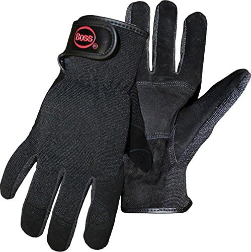 Boss Men's Guard Reversed Goatskin Leather Palm Mechanics Work Glove, Extra Durable, High Dexterity, Abrasion Resistant, Black, Small (4043S)