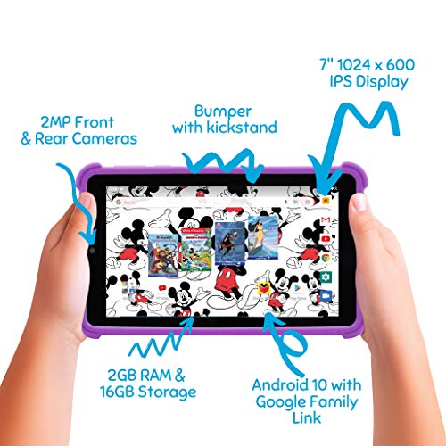 Venturer Small Wonder 7" Android Kids Tablet with Disney Books, Bumper