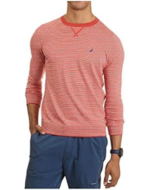 Luxury Performance Crewneck Sweater Lobster Tail Heather Striped