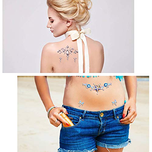 image for SIQUK 12 Sets Face Jewels Mermaid Face Gems Face Rhinestone Temporary 