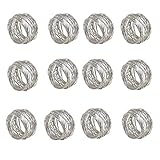 ARN Craft Silver Round Mesh Napkin Rings- Set of 12 for Weddings Dinner Parties or Every Day Use (CW- 07-12)