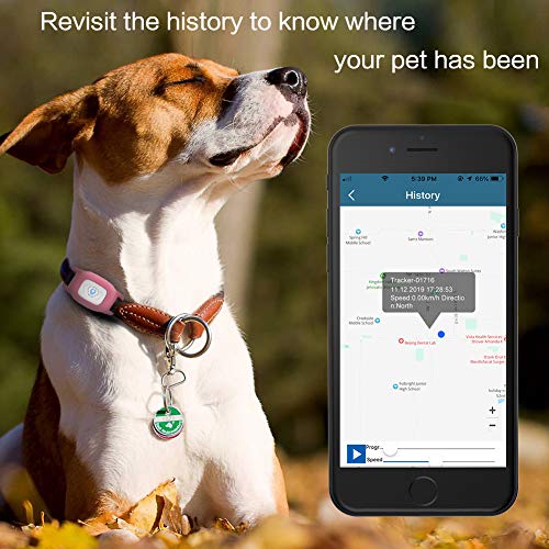 BARTUN GPS Pet Tracker, Cat Dog Tracking Device with Unlimited Range (Pink)