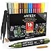 ARTEZA Pastel Liquid Chalk Markers, Set of 16, Tweezers, Labels, Stencils, Erasable, Water Based Pens for Chalkboards, Glass, Windows, and More
