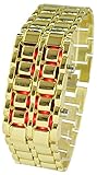 Youyoupifa Men's Stainless Steel Lava Red LED Digital Bracelet Watch (Gold)