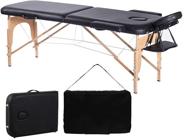 Portable Massage Table Qivange Massage Bed Lightweight Folding 2 Section Wooden Massage Table Beauty Salon Couch With Carrying Bag Amazon Co Uk Health Personal Care