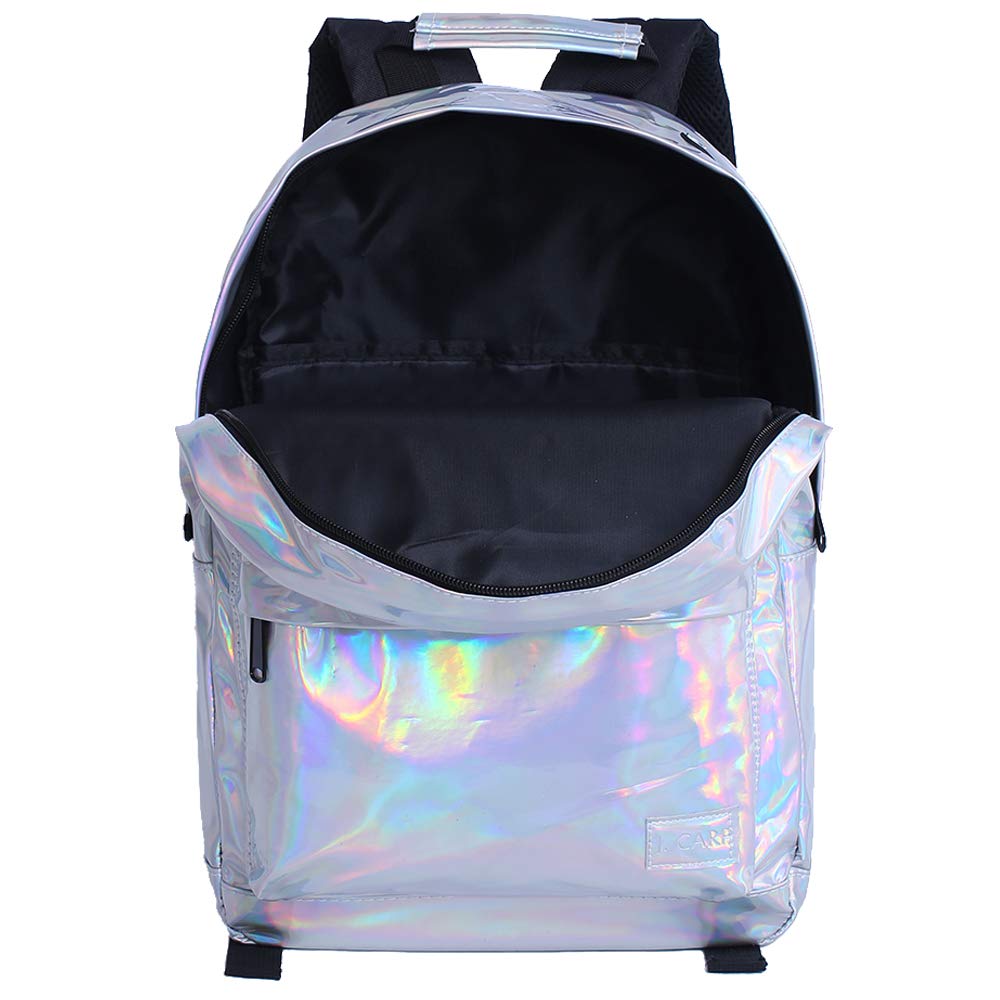 J.CARP Women\'s Backpack, Multipurpose Day Pack, Holographic Silver