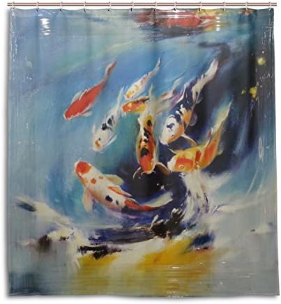 WDYSECRET Watercolor Koi Fish Shower Curtain Increasing Thickness Waterproof Mouldproof DIY Custom-48x72(in)