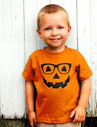 Cute Little Geeky Pumpkin Halloween Jack O' Lantern Toddler/Infant Kids T-Shirt 5/6 Orange