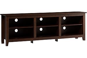 Walker Edison Wren Classic Brown TV Media Console Entertainment Center for 80 Inch Television with Storage Cubby, 70 Inch
