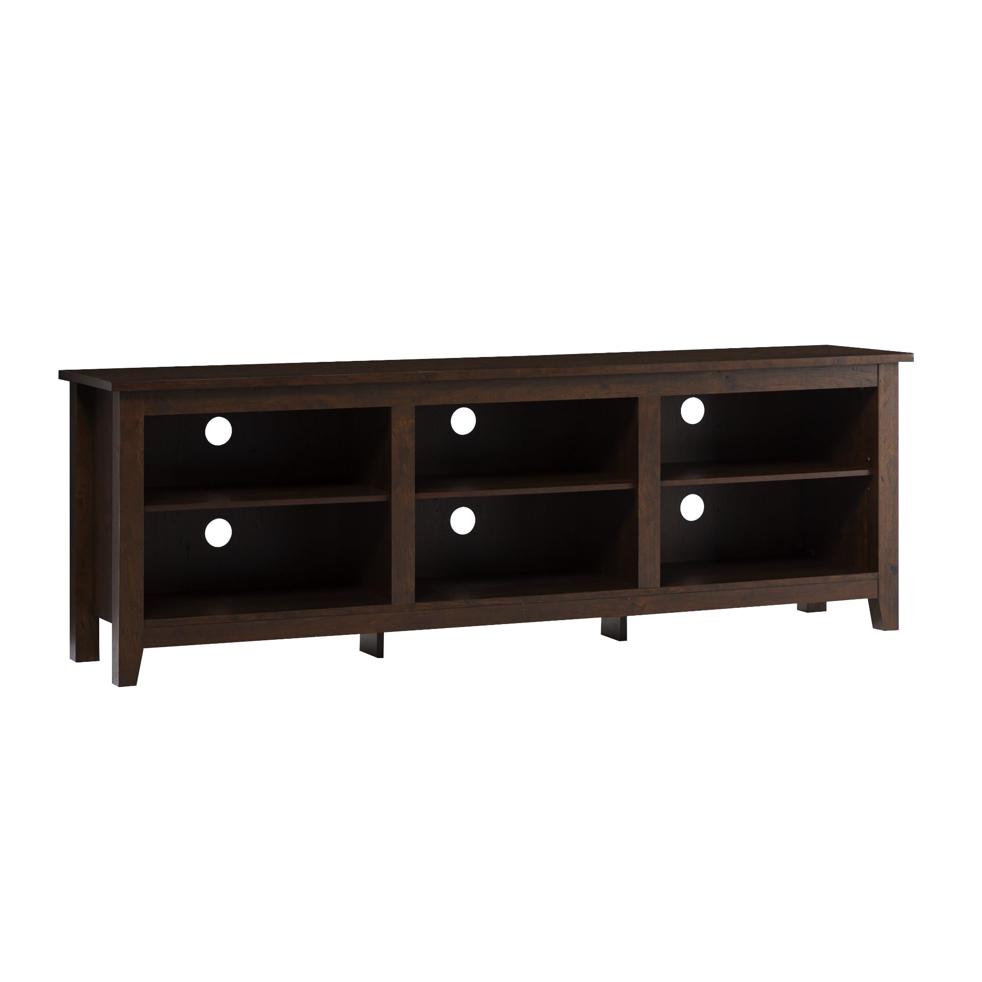 Walker Edison Wren Classic Brown TV Media Console Entertainment Center for 80 Inch Television with Storage Cubby, 70 Inch Image