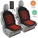 Zento Deals 2pc. Black Heated Car Seat Cushion with 1 Integrated Plug Adjustable Temperature Heating Pad Pain Reliever 12V- New Upgraded Version for 2019, Safer Nonflammable UL Wiring