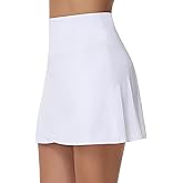 THE GYM PEOPLE Women's High Waisted Tennis Skirts Crossover Hemline Back Pleated Golf Skorts with Inner Shorts