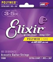 Elixir Strings 80/20 Bronze Acoustic Guitar Strings w POLYWEB Coating, Extra Light (.010-.047)
