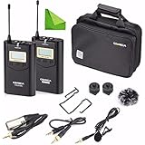 EACHSHOT Wireless Camere Lavalier Microphone Filmmaker Kit, COMICA CVM-WM100 Professional UHF 48 Channels 100m Distance Omni-Directional Mic for Canon Nikon Panasonic Sony, Camcorder,Smartphone