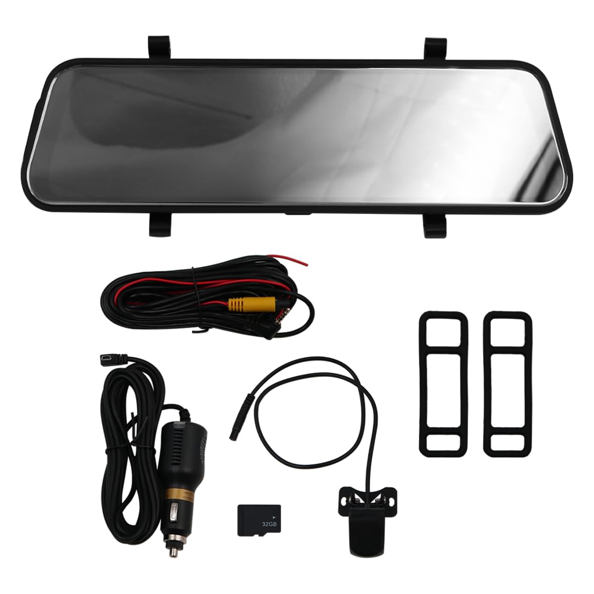 Tiardey 10'' Mirror Dash Cam Front and Rear with 32G SD Card Car Rear View Mirror Dash Cam Adjustable Reverse Line IP69 Waterproof Rear Camera