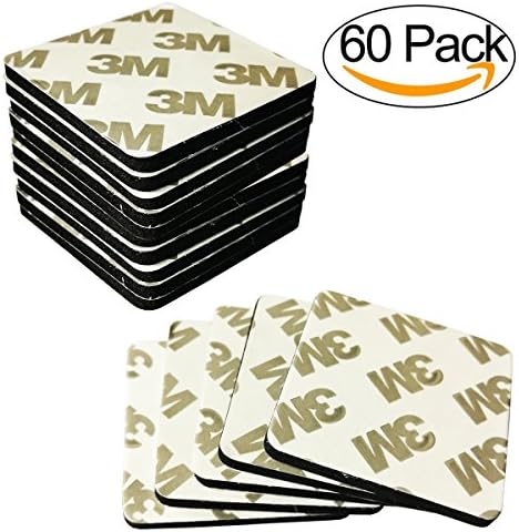 Adywe 60 Pack Double Sided Black Foam Tape Strong Pad Mounting Adhesive (Square, Black)
