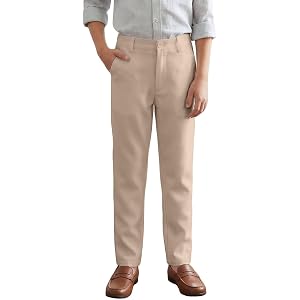 Addneo Boys Formal Dress Pants Slim Fit Adjustable Waist Suit Trousers | Toddler Boys Pant for School Uniform Wedding Party,B