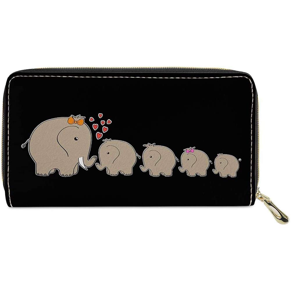 Woisttop Cute Elephants Women Wallet Large Long Purse Phone Card Holder Gift for Girls