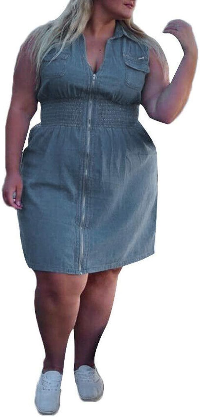 denim zip front bodycon dress