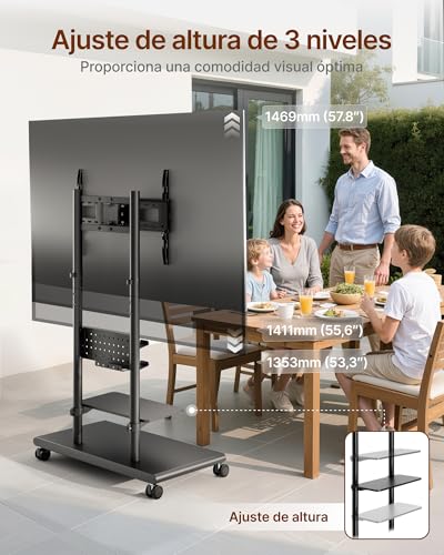 ECOTINY TV Stand for 50 to 90 Inch TV - Black