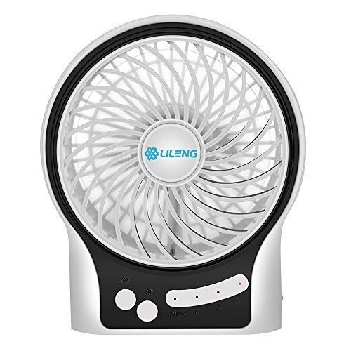 VersionTech Personal Portable Usb Rechargeable Cooling Mini Desk Fan with LED Light for Traveling Room Office Car Household or Outdoor (3 Speeds, White)