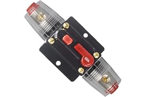 WOHHOM 30A 40A 50A 60A 80A 100A 150A Amp Audio Circuit Breaker Auto Car Stereo Inline Fuse Holders Inverter, Manual Reset 12V-24V DC for Automotive Marine Boat Audio System Protection (60A)