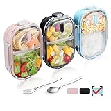 WORTHBUY Bento Lunch Box for Kids, 2 Compartments Stainless Steel Square Lunch Box with Portable Cutlery, Portion Control Food Storage Container Leakproof, BPA Free(Blue)