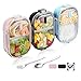 WORTHBUY Bento Lunch Box for Kids, 2 Compartments Stainless Steel Square Lunch Box with Portable Cutlery, Portion Control Food Storage Container Leakproof, BPA Free(Blue)