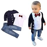 Efaster® 1Set Kids Baby Boys Long Sleeve T-Shirt Tops+Coat+Pants Clothes Outfits