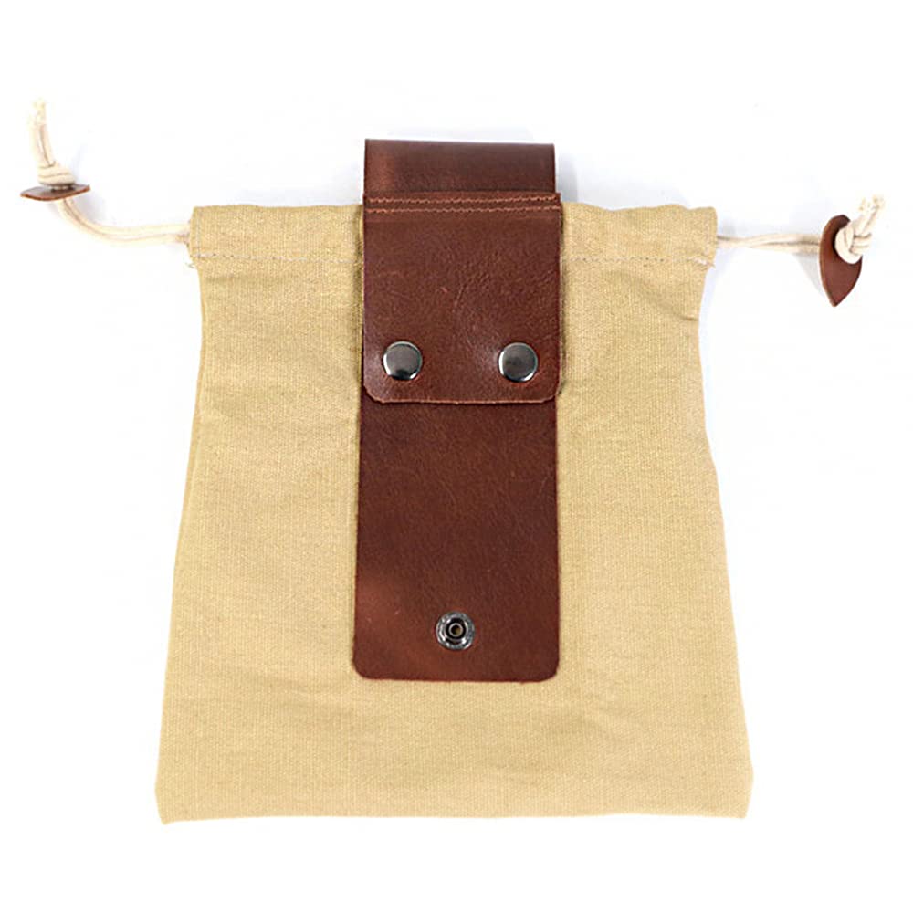 Tiardey Leather Canvas Pouch,Foraging Pouch,Tool Belt Bag, Gardening Tool Bag,Dog Treat Pouches,for Foraging Hiking,Gathering Berries & Outdoor - Khaki