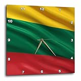 3dRose dpp_180007_3 Flag of Lithuania Waving in The Wind Wall Clock, 15 by 15-Inch
