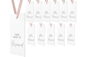 12 Pack Reserved Seating Signs with Ribbon, Reserved Signs for Wedding, Events, Ceremony, Reception, Church Pew, Hanging Rese