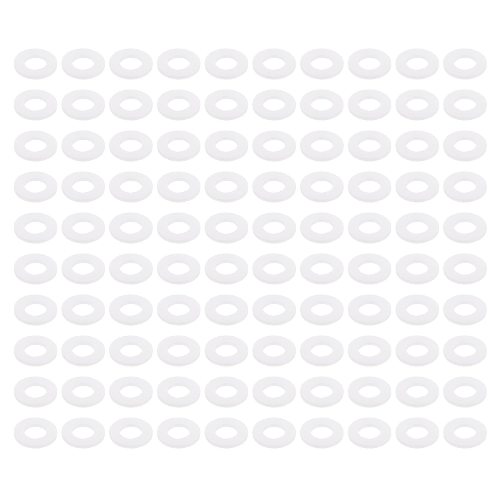 PATIKIL Nylon Flat Washers 6mm ID 12mm OD 1.2mm Thick M6 Hard Plastic Round Sealing Flange Gaskets-Applications for Machinery Electronics -[Qty 100 White]