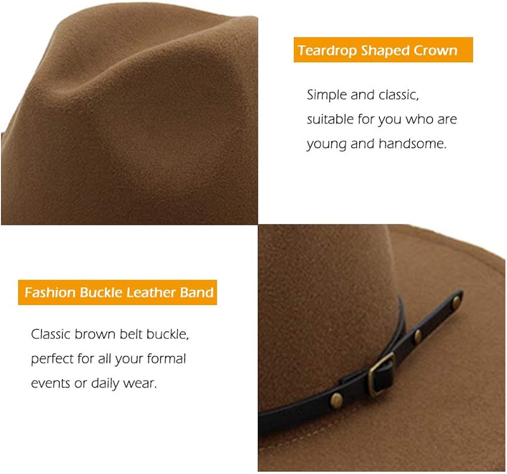 Lisianthus Women Belt Buckle Fedora Hat Dark-Camel at  Women’s Clothing store