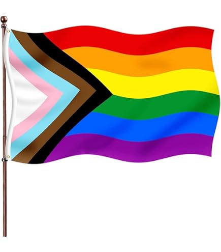 TOPFLAGS Progress Pride Flagge 90x152 Cm – Regenbogenflagge Für LGBTQ-Unterstützung, Indoor & Outdoor Geeignet