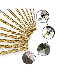 Comoware Juego de brocas de mano izquierda, 13 piezas, M2 HSS con revestimiento de nitruro de titanio, SAE (1 16"   1 4")