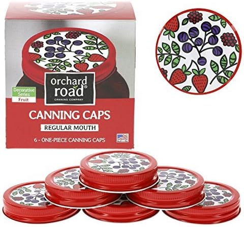 Mason Jar Lids - Decorative Canning Caps Fit Regular Mouth Mason Jars - Fruit Design - by Orchard Road Canning