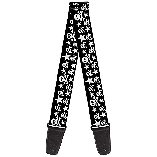 Buckle-Down Guitar Strap - Skulls & Stars Black/White - 2