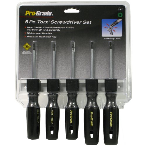 Click Here to See More Images Pro-Grade 19101 Torx Screwdriver Set with Aluminum Rack, 5-Piece