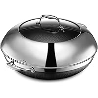 HexClad Hybrid Nonstick 14-Inch Wok with Steel Lid, Stay-Cool Handle, Dishwasher and Oven Safe, Compatible with All Cooktops,