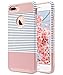 ULAK iPhone 7 Plus Case, Slim Dual Layer Protection Scratch Resistant Hard Back Cover Shock Absorbent TPU Bumper Case for iPhone 7 Plus 5.5 inch - Minimal Rose Gold Stripes