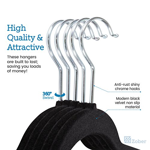 Zober NonSlip Velvet Hangers Suit Hangers (100 Pack) Ultra Thin Space Saving 360 Degree