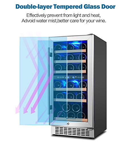 Wine-Cooler-Dual-Zone-Aobosi-15-inch-30-Bottle-Wine-refrigerator-Built-in-or-Freestanding-with-Fashion-Look-Quick-and-Silent-Cooling-System-Double-Layer-Tempered-Glass-Door-Front-Ventilation