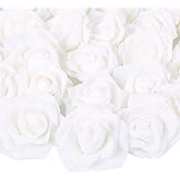 200 pcs Foam Rose Heads Stemless Artificial Rose Flowers White Fake Roses Flower Bulk for DIY Wedding Rose Wall Kissing Balls Bridal Shower Centerpieces Arrangements Party Tables Decorations(White )