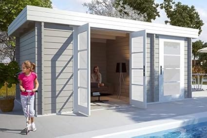 CARLSSON Alpholz Gartenhaus Modern-E aus Massiv-Holz | Gerätehaus mit